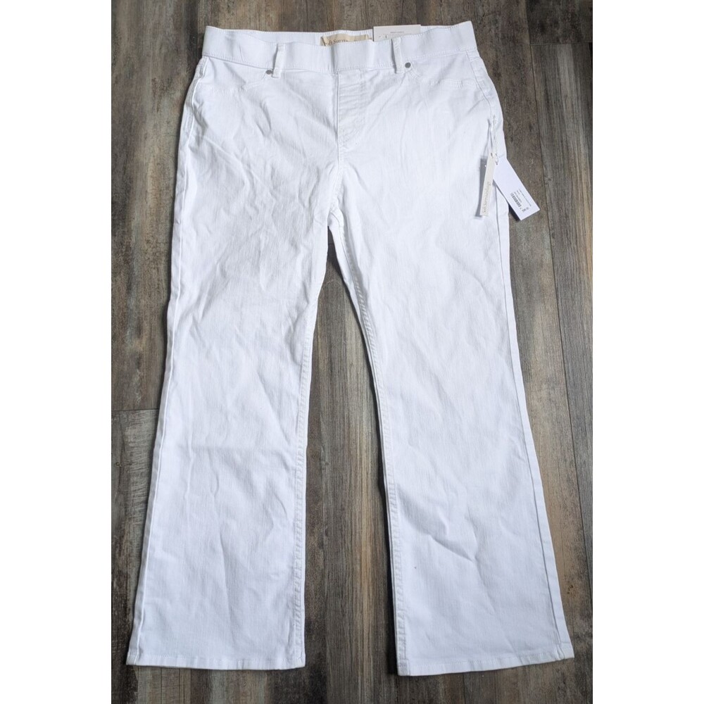 NWT NEW Soft Surroundings Ultimate Pull On Bootcut Jeans White Large Petite PL